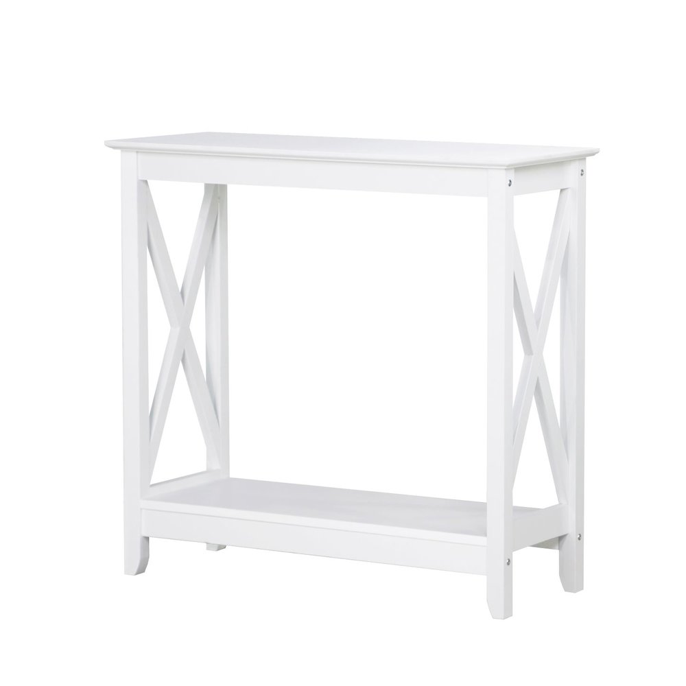 Lambert Modern Farmhouse White Console Table. Picture 1