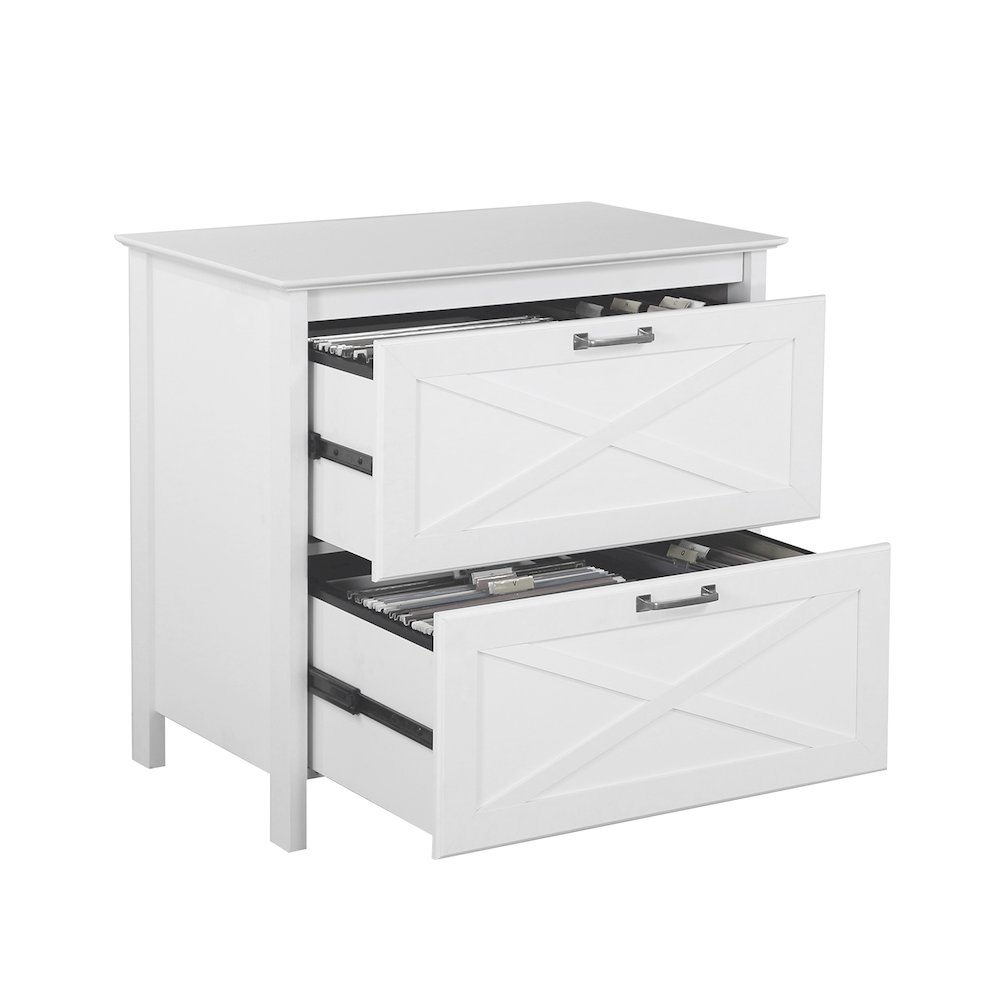 Rectangular 2-Drawer Modern Wood File Cabinet in White. Picture 1