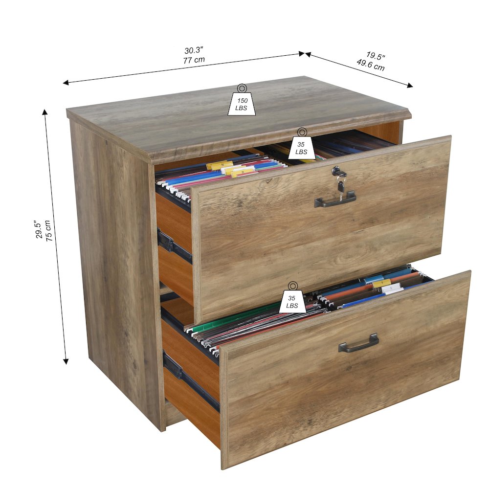 Honduras 2 Drawer Lateral Filing Cabinet in Rustic Oak. Picture 5