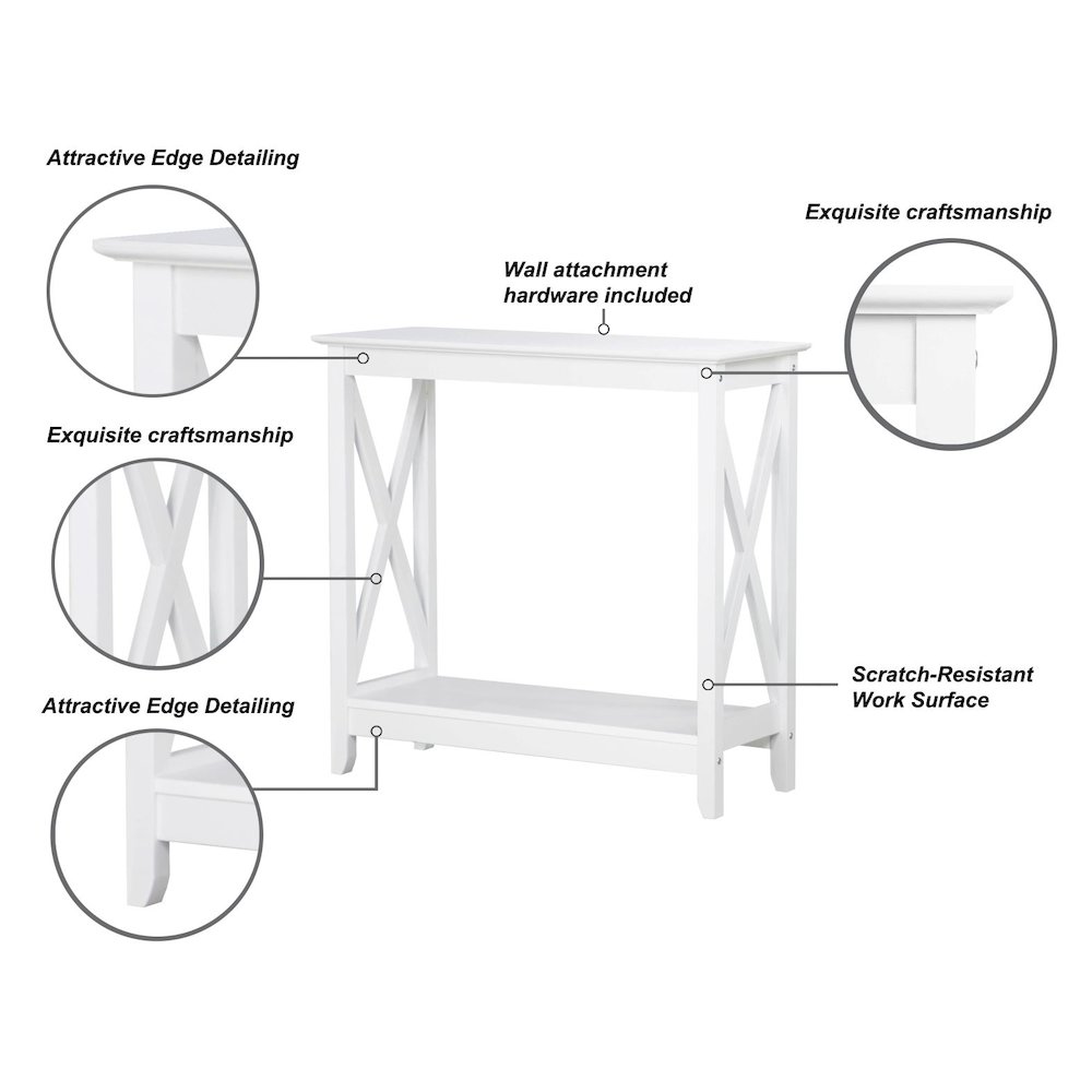 Lambert Modern Farmhouse White Console Table. Picture 4