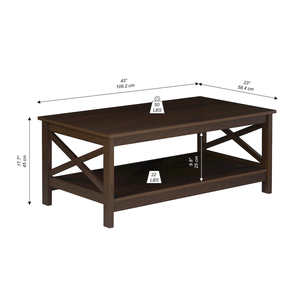 Lambert Modern Farmhouse Rosewood Grain Coffee Table. Picture 5