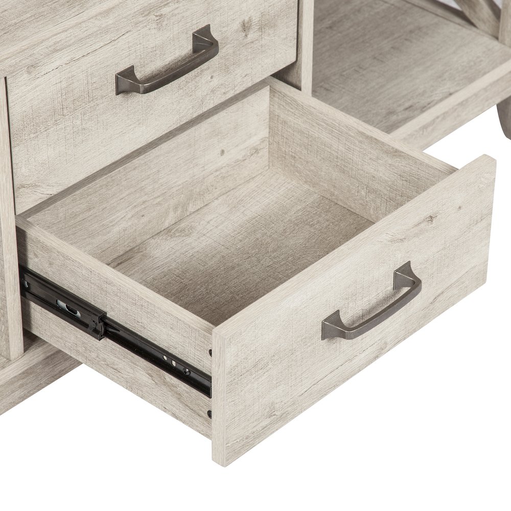 Honduras Wood Coffee Table With 2 Drawers in Washed Gray. Picture 3