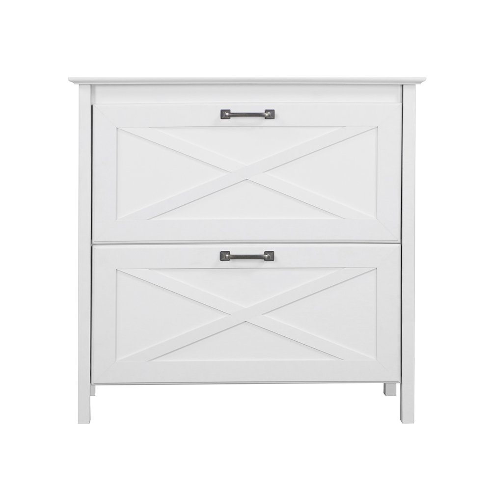 Rectangular 2-Drawer Modern Wood File Cabinet in White. Picture 2