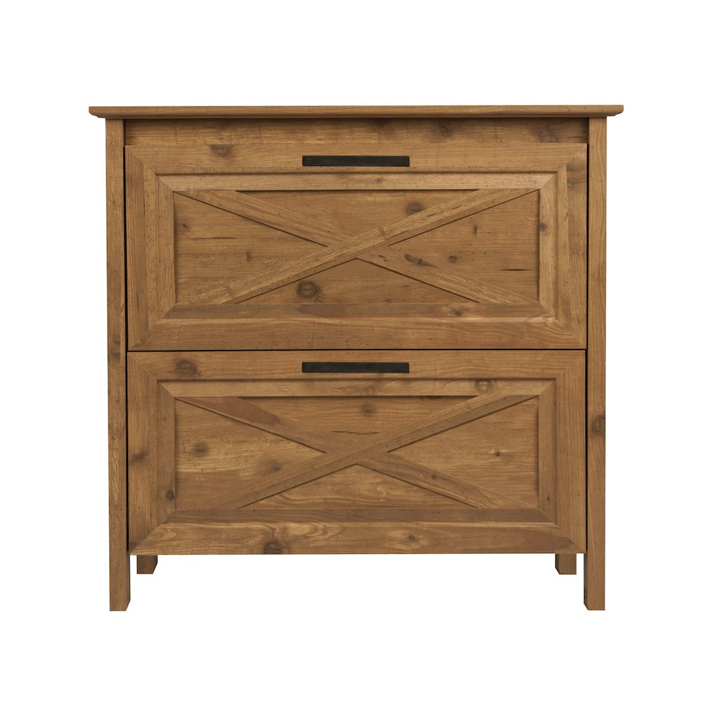 3-Piece Farmhouse Wood Writing Desk Office Set - Rustic Brown. Picture 3