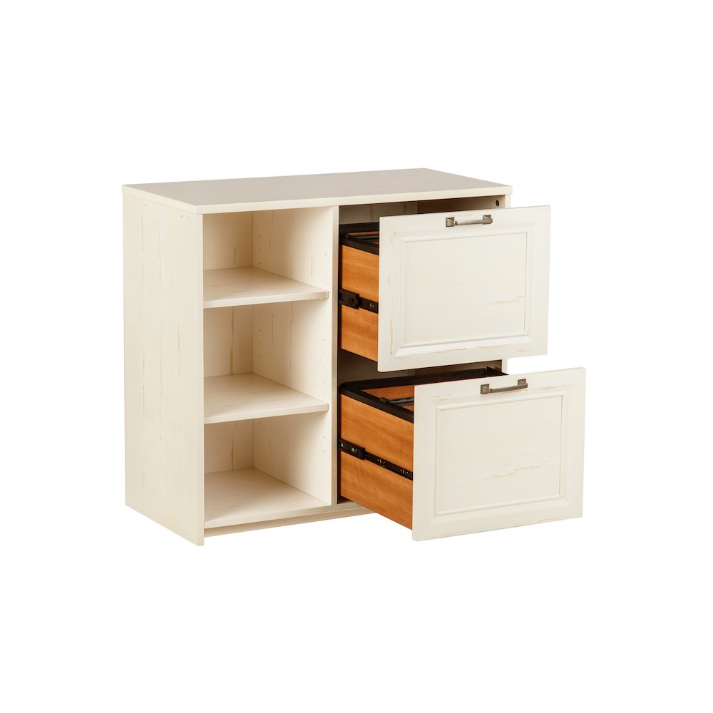 Salisbury 2-Door Modern Wood File Cabinet in Antique White. Picture 3