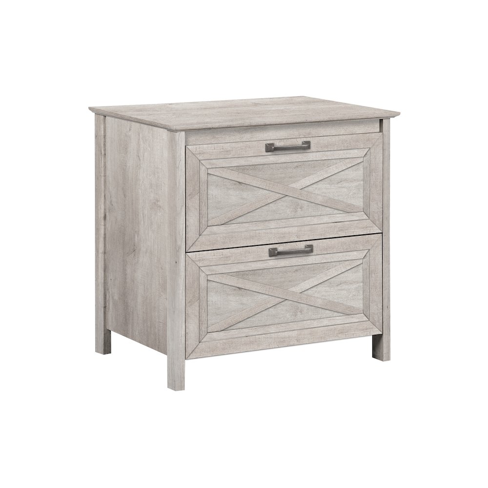 Megan Wood 2 drawer Lateral Filing Cabinet in Washed Gray. Picture 1