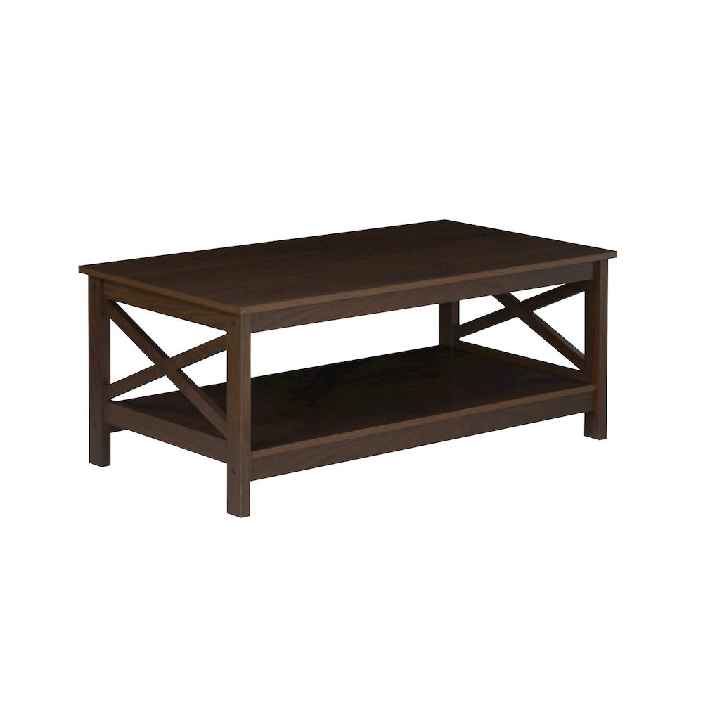 Lambert Modern Farmhouse Rosewood Grain Coffee Table. Picture 1