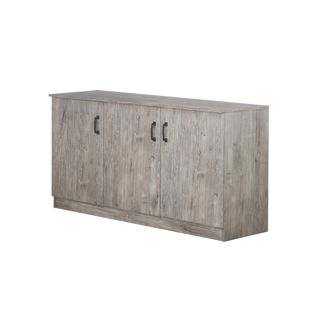 Alaska 3-Door Credenza Storage Cabinet in Gray Oak. Picture 1