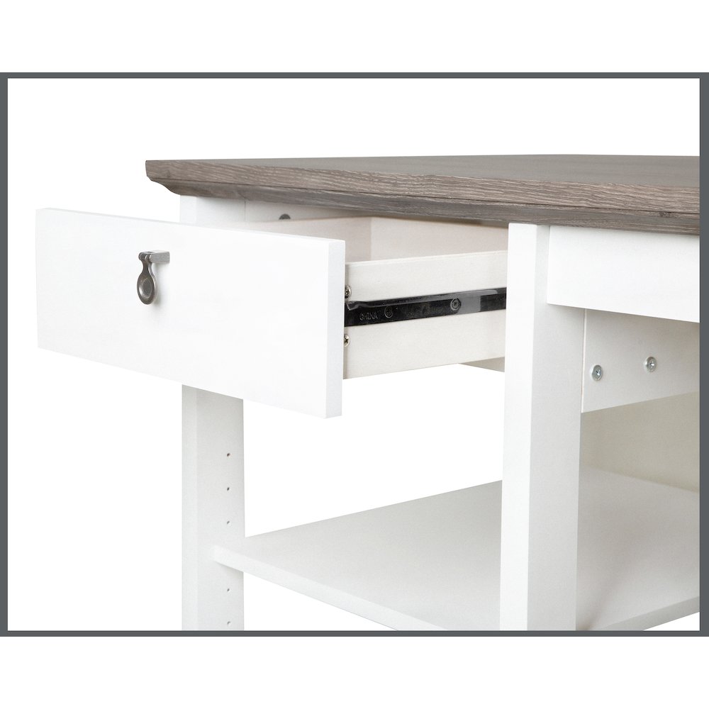 Finley White 47-inch Writing Desk with Storage and Shelves. Picture 2
