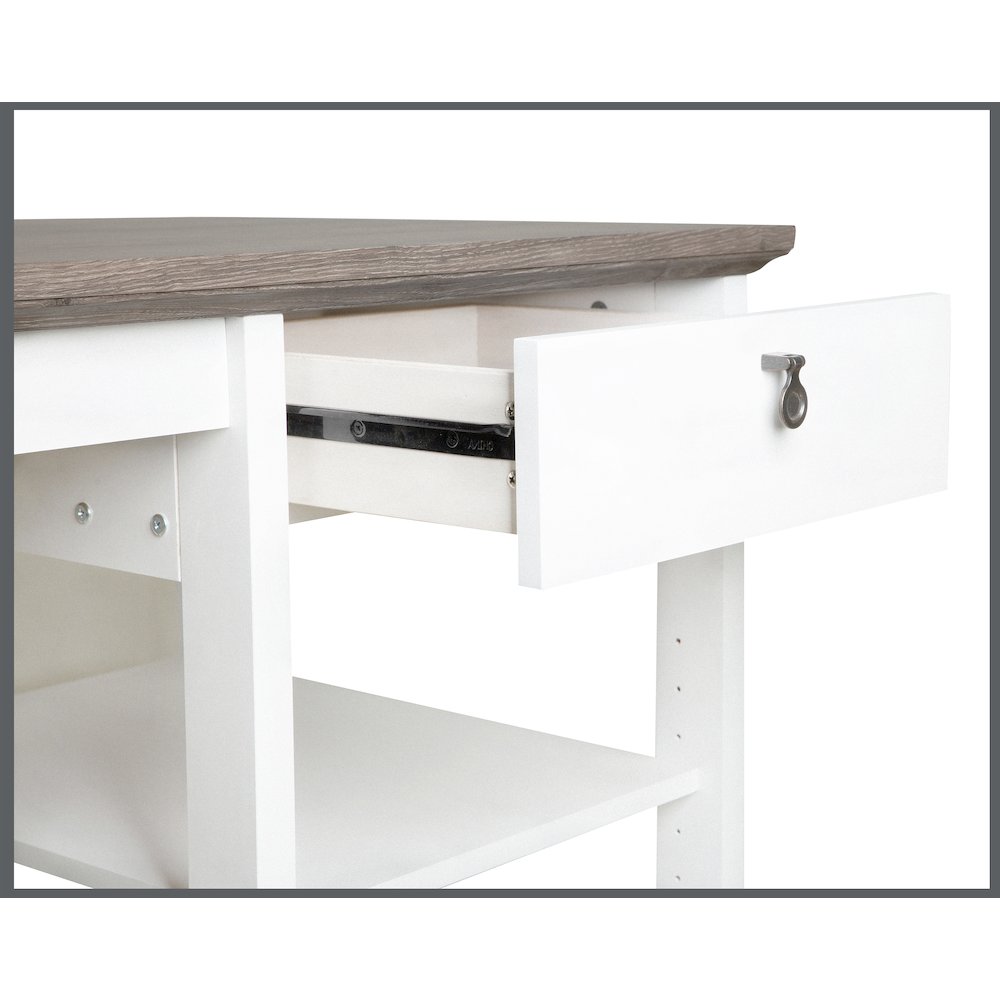 Finley L-Shaped Modern Wood Writing Desk in White/Driftwood. Picture 2