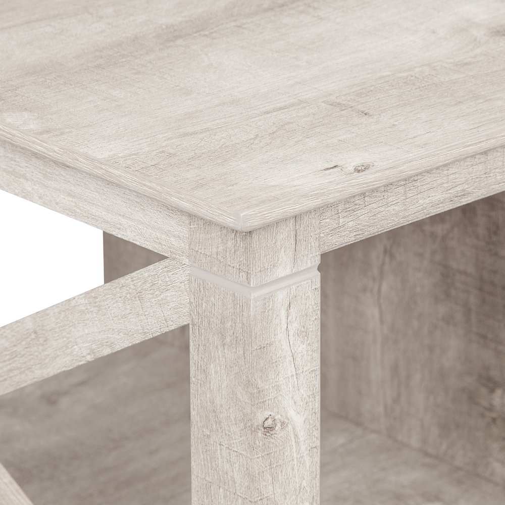 Honduras Wood Coffee Table With 2 Drawers in Washed Gray. Picture 5