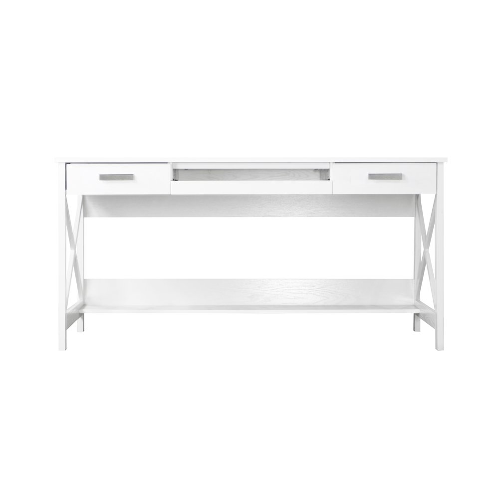 Alaska Wood 59.5 Inches Writing Desk in White. Picture 2