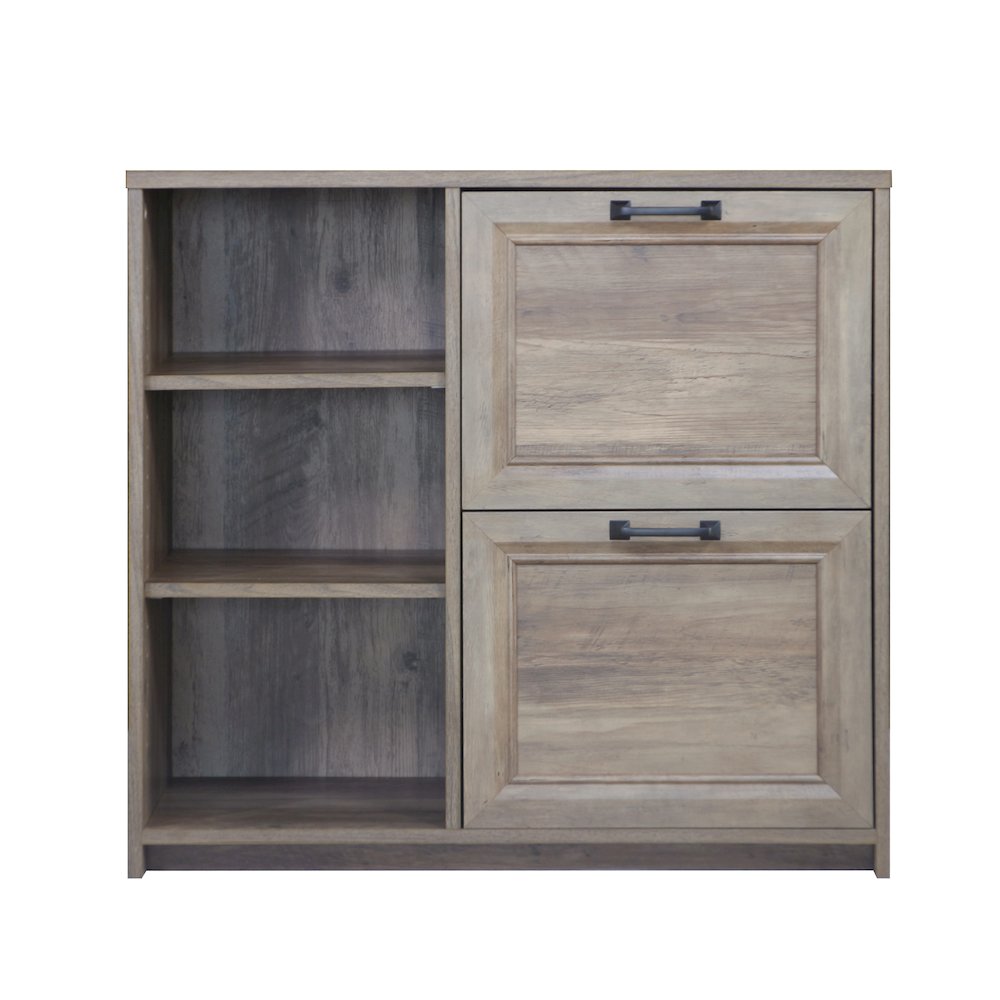 Alaska Wood 2 Drawer File Cabinet With 3 Shelf in Oak. Picture 2