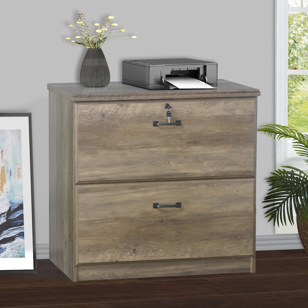 Honduras 2 Drawer Lateral Filing Cabinet in Rustic Oak. Picture 7