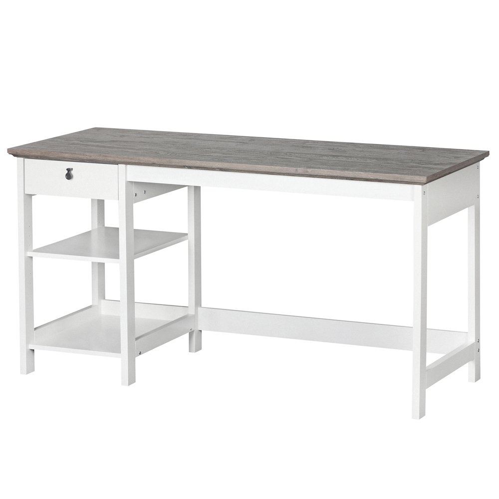 Finley Contemporary 59 Inches Wood Writing Desk in Walnut. Picture 1