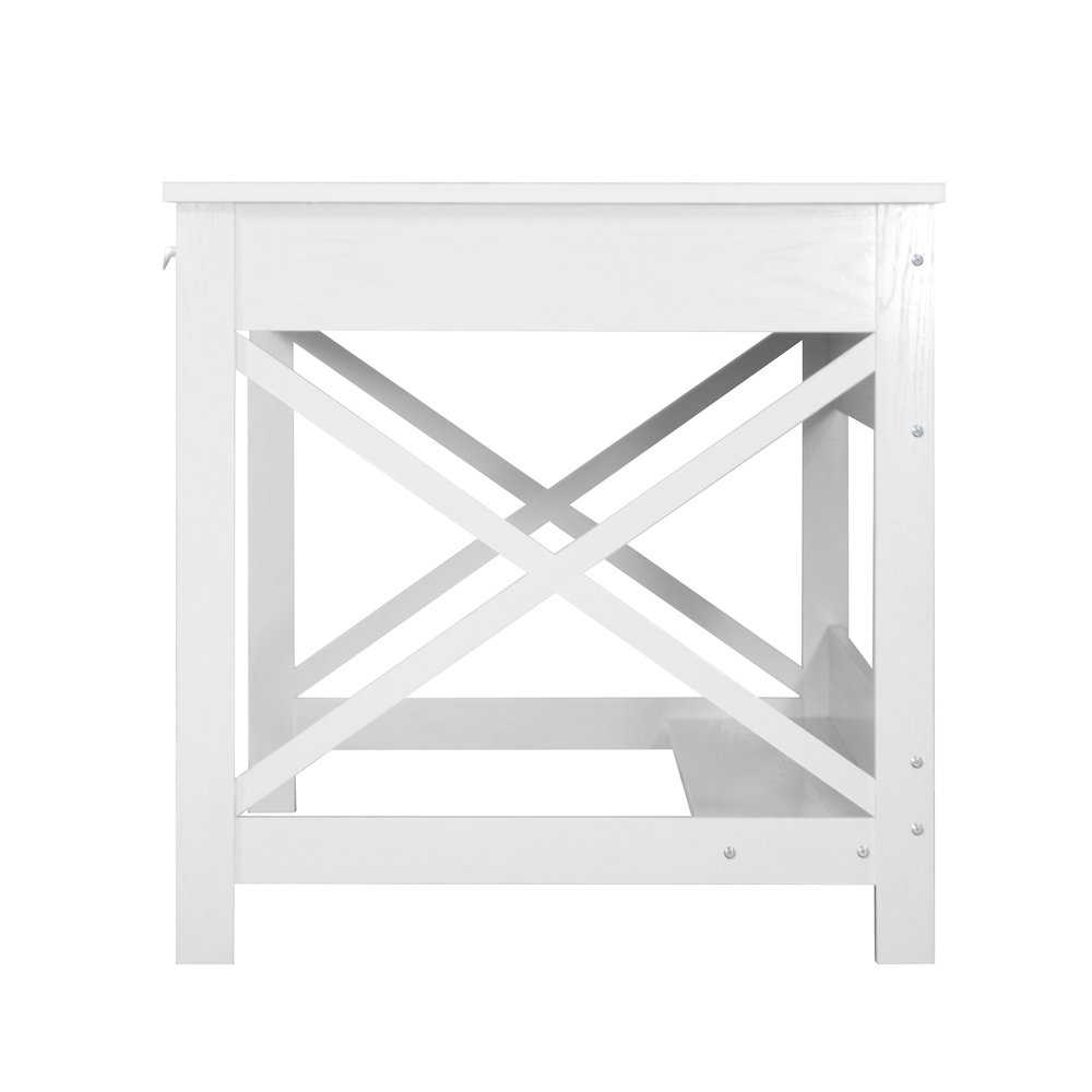 Alaska Wood 59.5 Inches Writing Desk in White. Picture 3