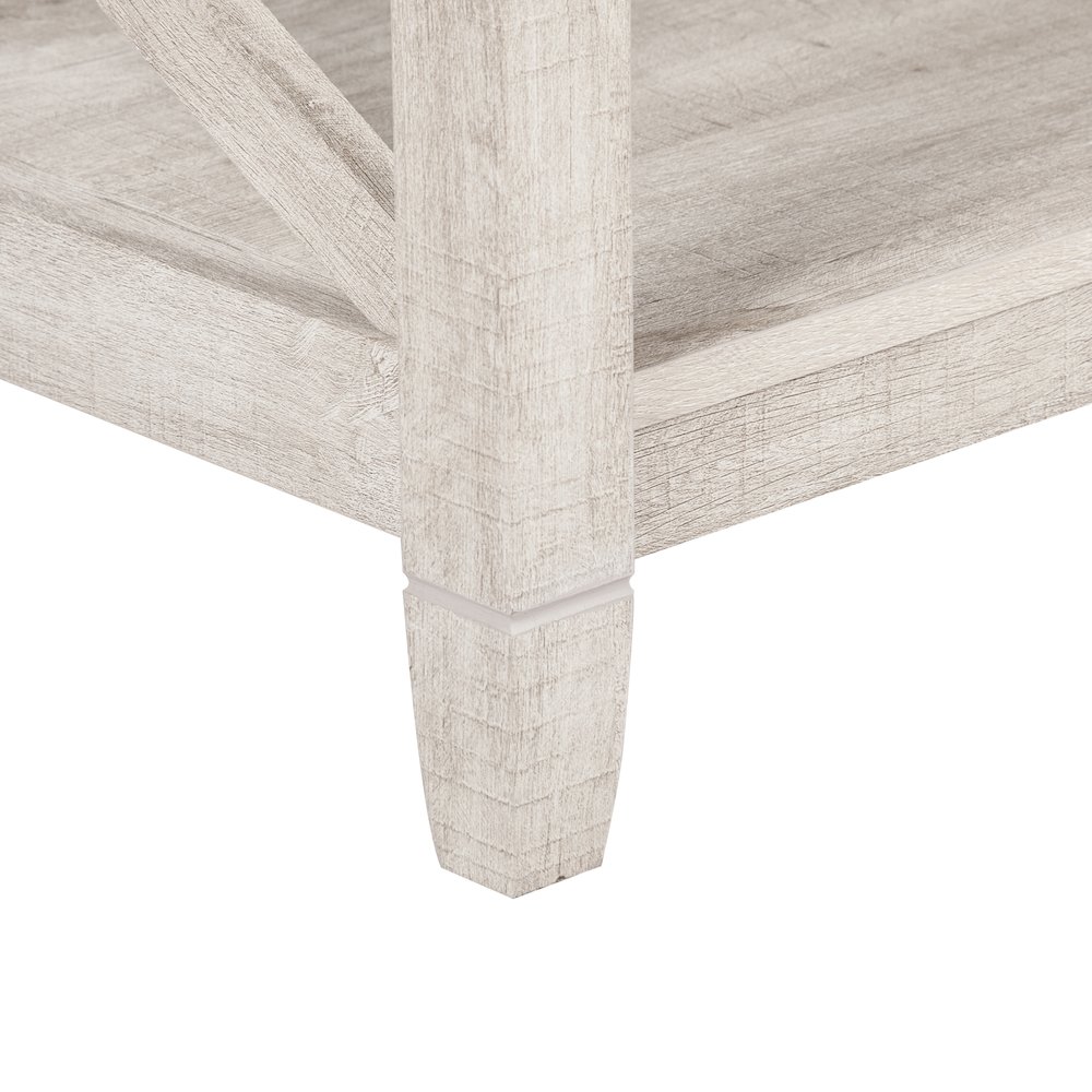 Honduras Wood Coffee Table With 2 Drawers in Washed Gray. Picture 6
