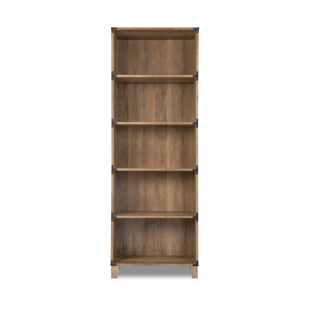 5-Shelf Rectangular Modern Wood Bookcase in Rustic Oak. Picture 2
