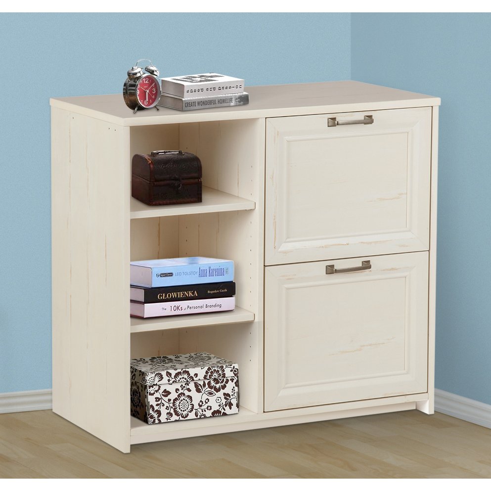 Salisbury 2-Door Modern Wood File Cabinet in Antique White. Picture 5