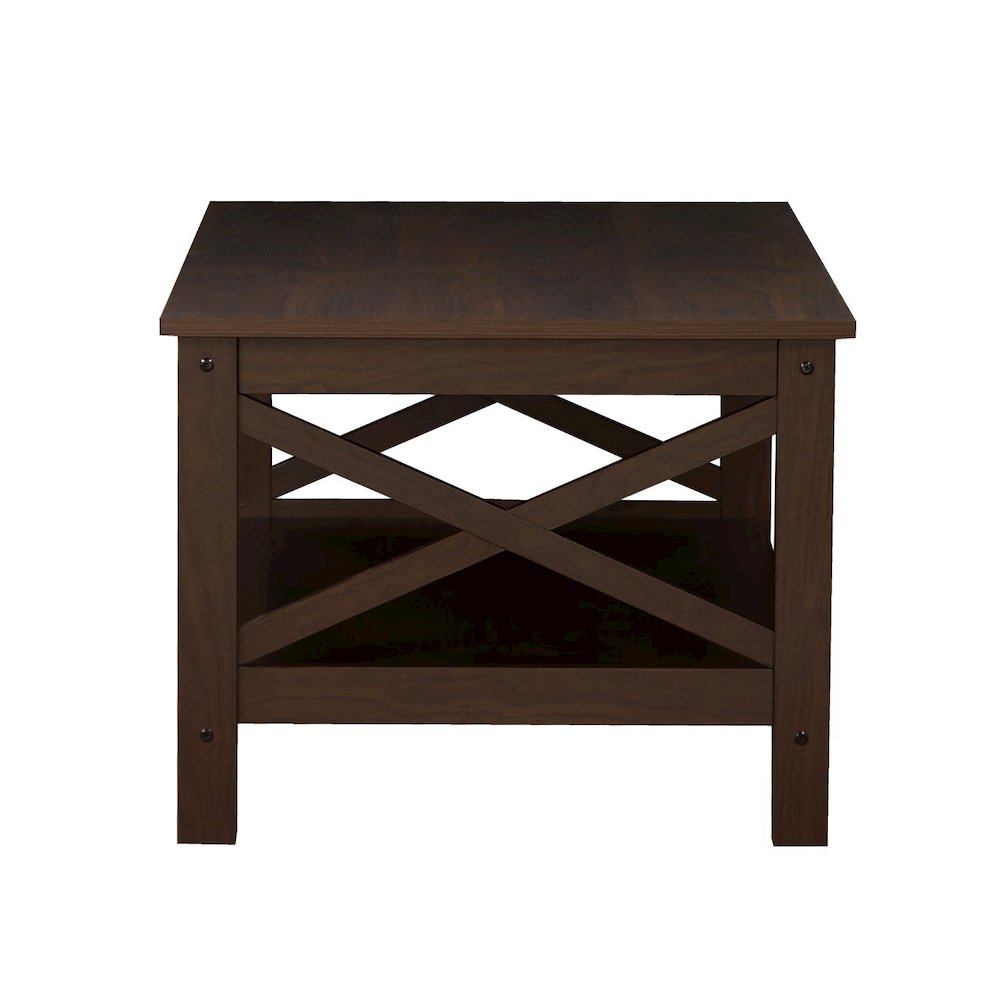 Lambert Modern Farmhouse Rosewood Grain Coffee Table. Picture 3