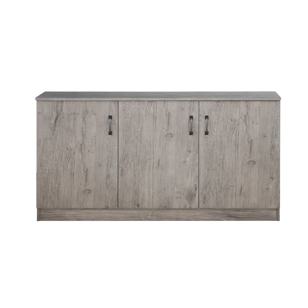Alaska 3-Door Credenza Storage Cabinet in Gray Oak. Picture 2