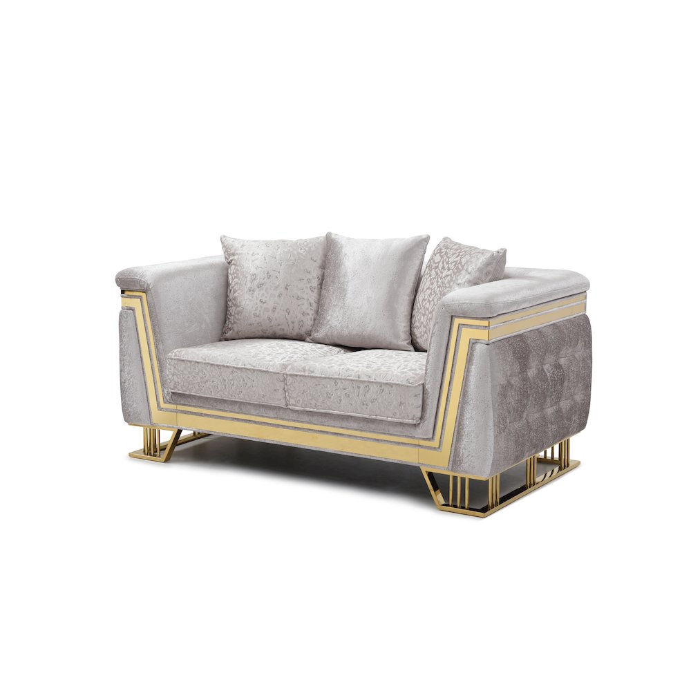 Glory Furniture Rebecca Loveseat , Shiny Silver. Picture 2