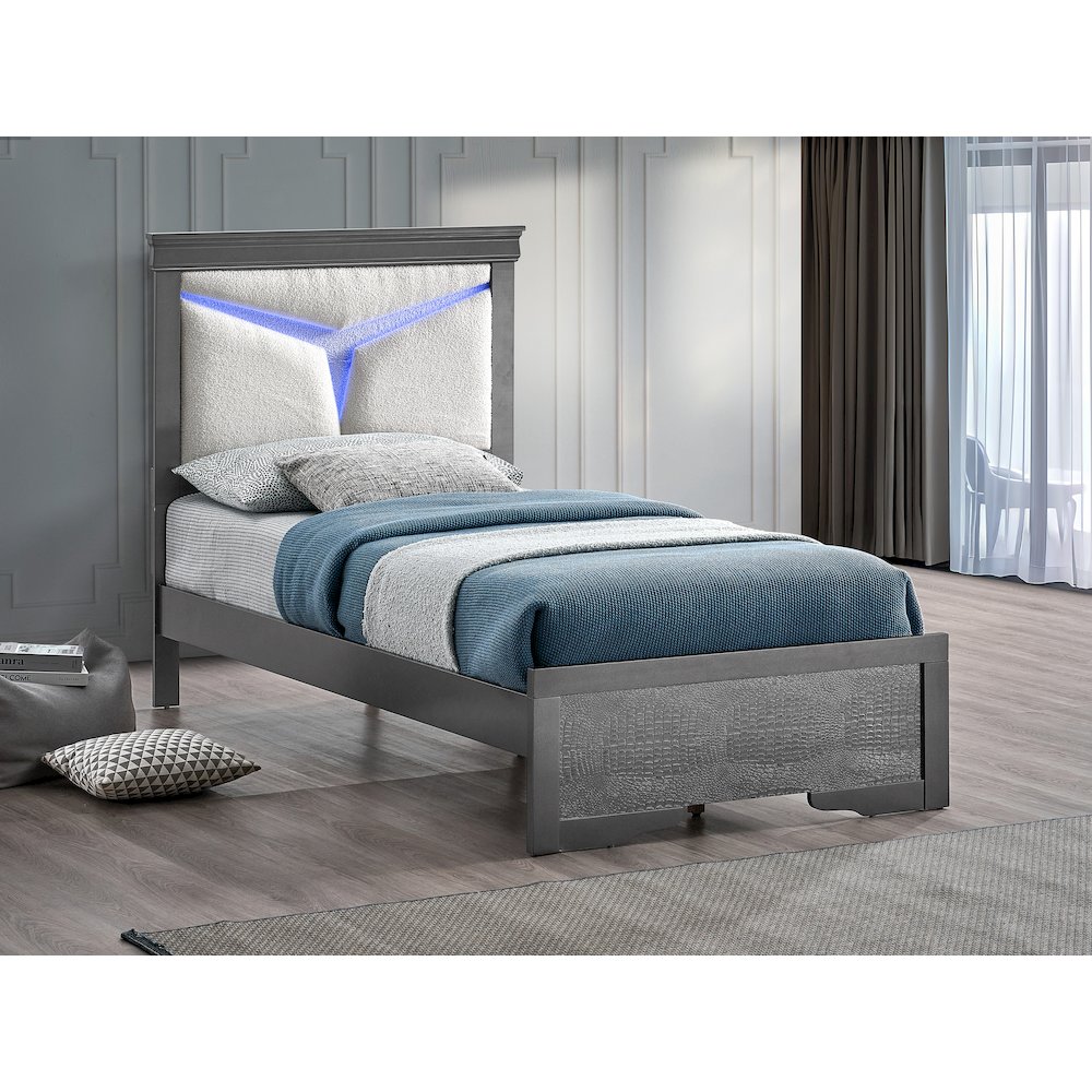 Glory Furniture Lorana Twin Bed, Gunmetal Gray Color. Picture 4