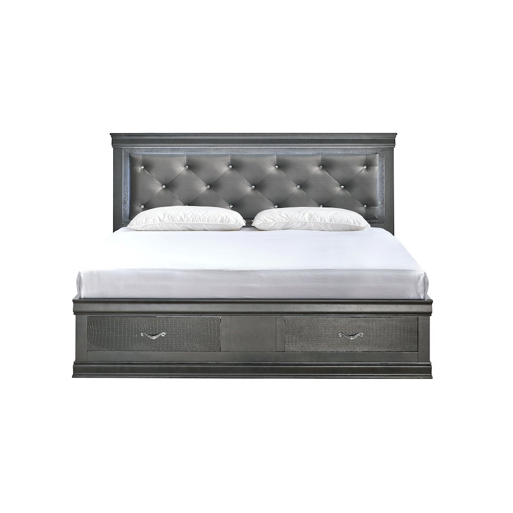 Glory Furniture Lorana King Bed, Gunmetal Gray Color. Picture 7