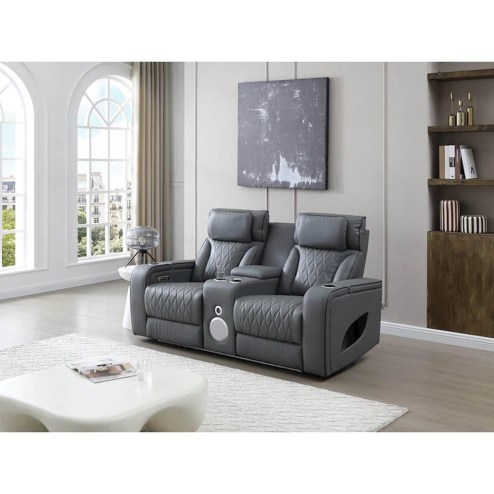Glory Furniture Lumin Reclining Loveseat, Gray. Picture 9