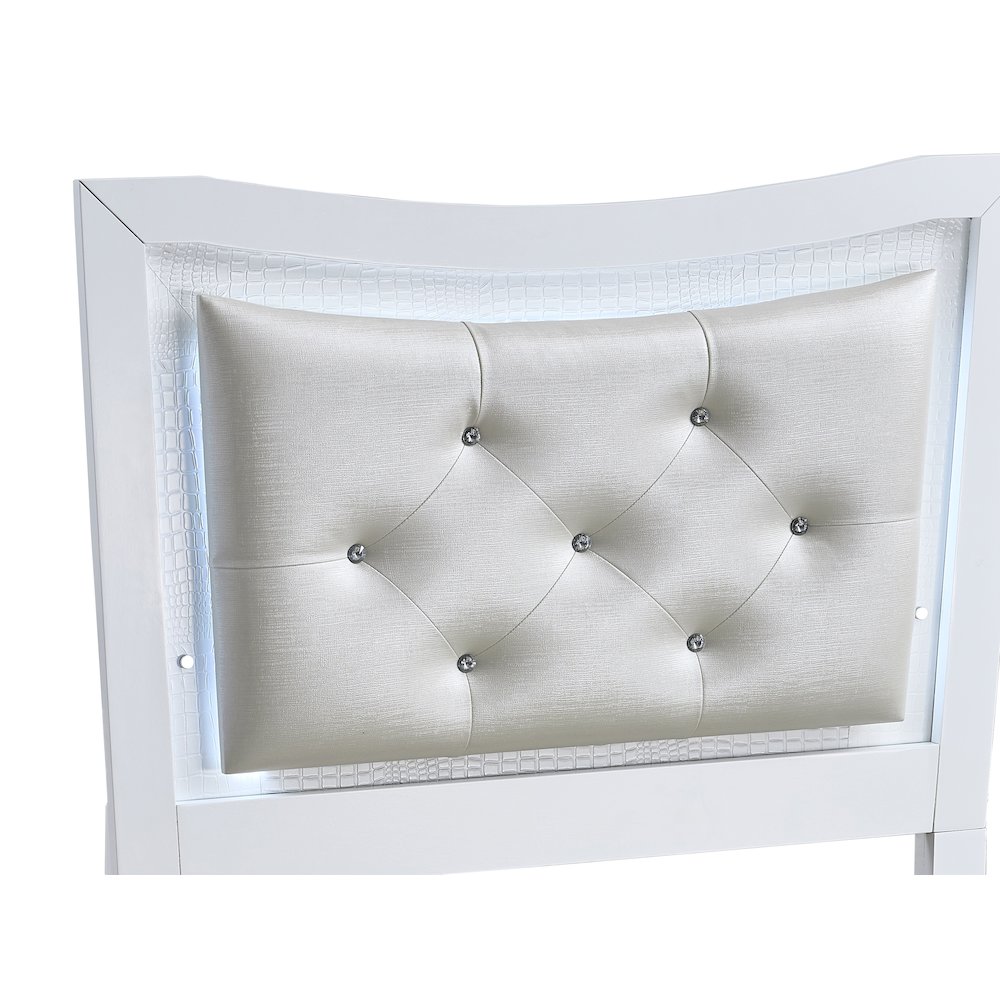 Storage Bed with LED Tufted Headboard, Bedroom Beds, Sparkling White, Twin. Picture 2