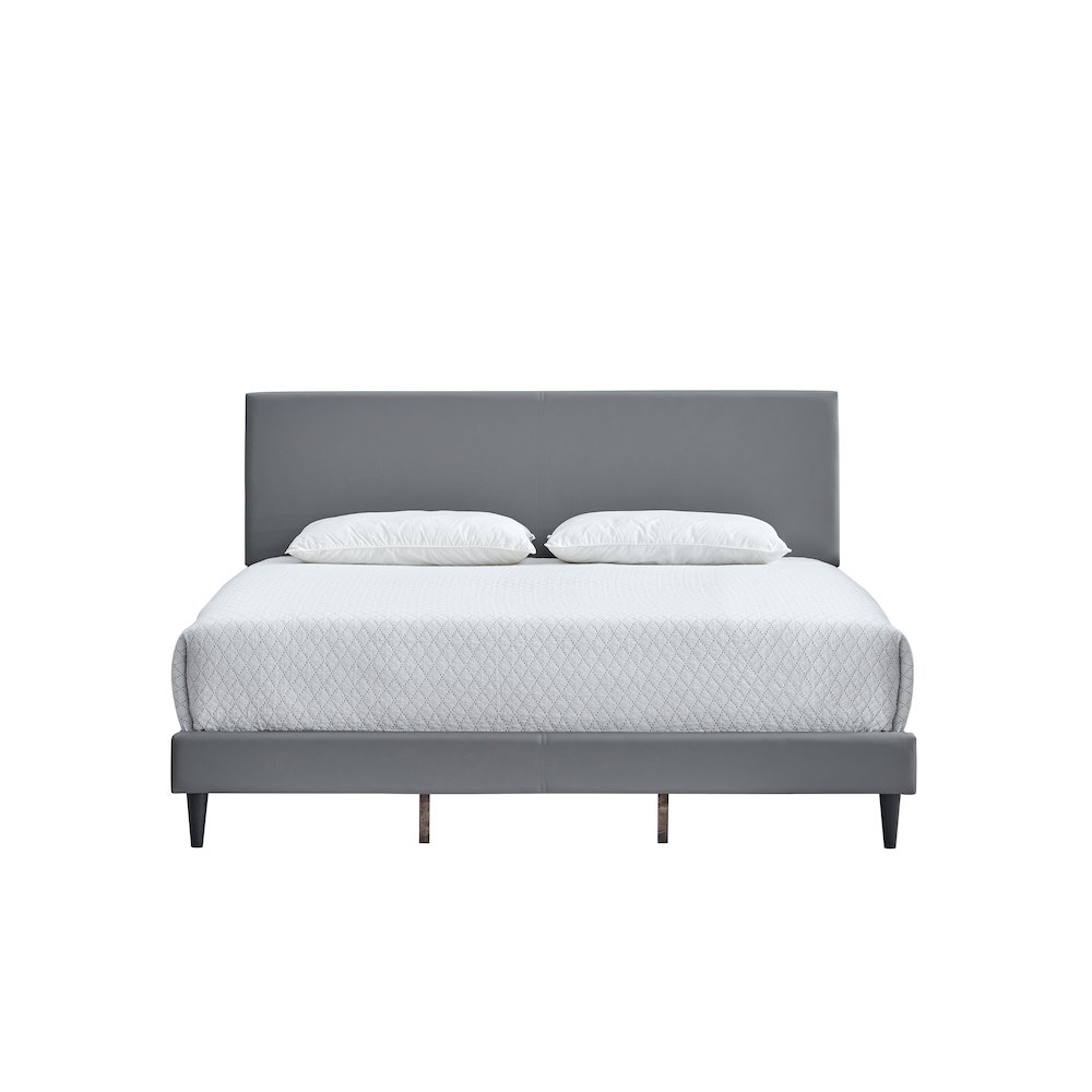 Baron King Size Platform Bed, Light Grey. Picture 2