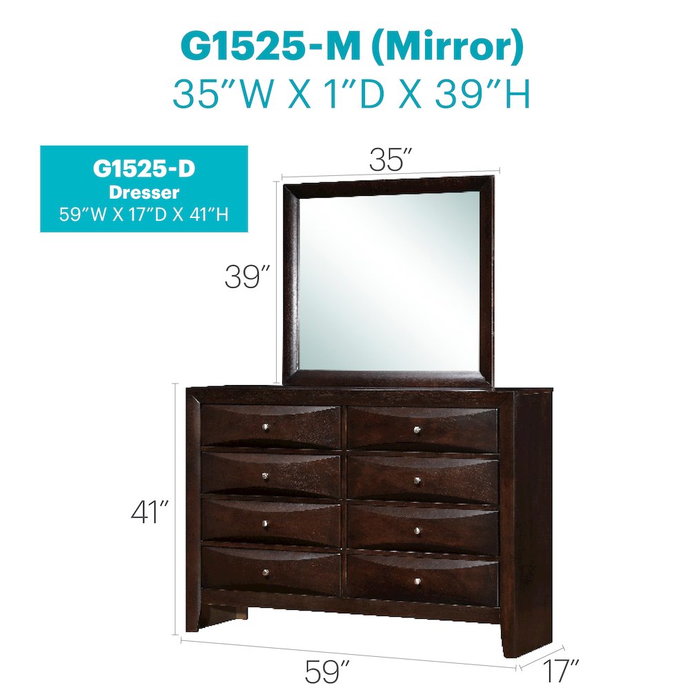 Glory Furniture Marilla Dresser in Cappuccino Color. Picture 8