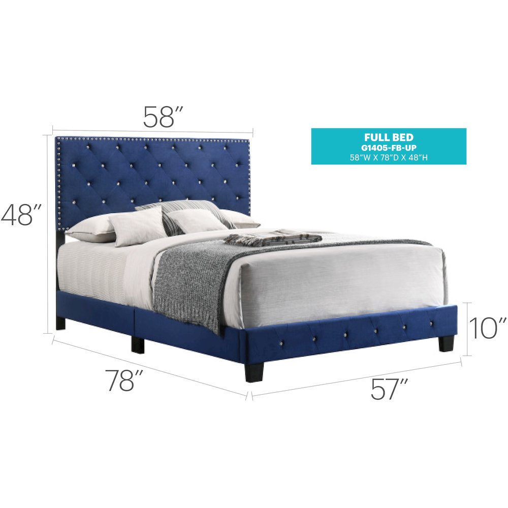Glory Furniture Suffolk Full Bed in Navy Blue Color. Picture 2