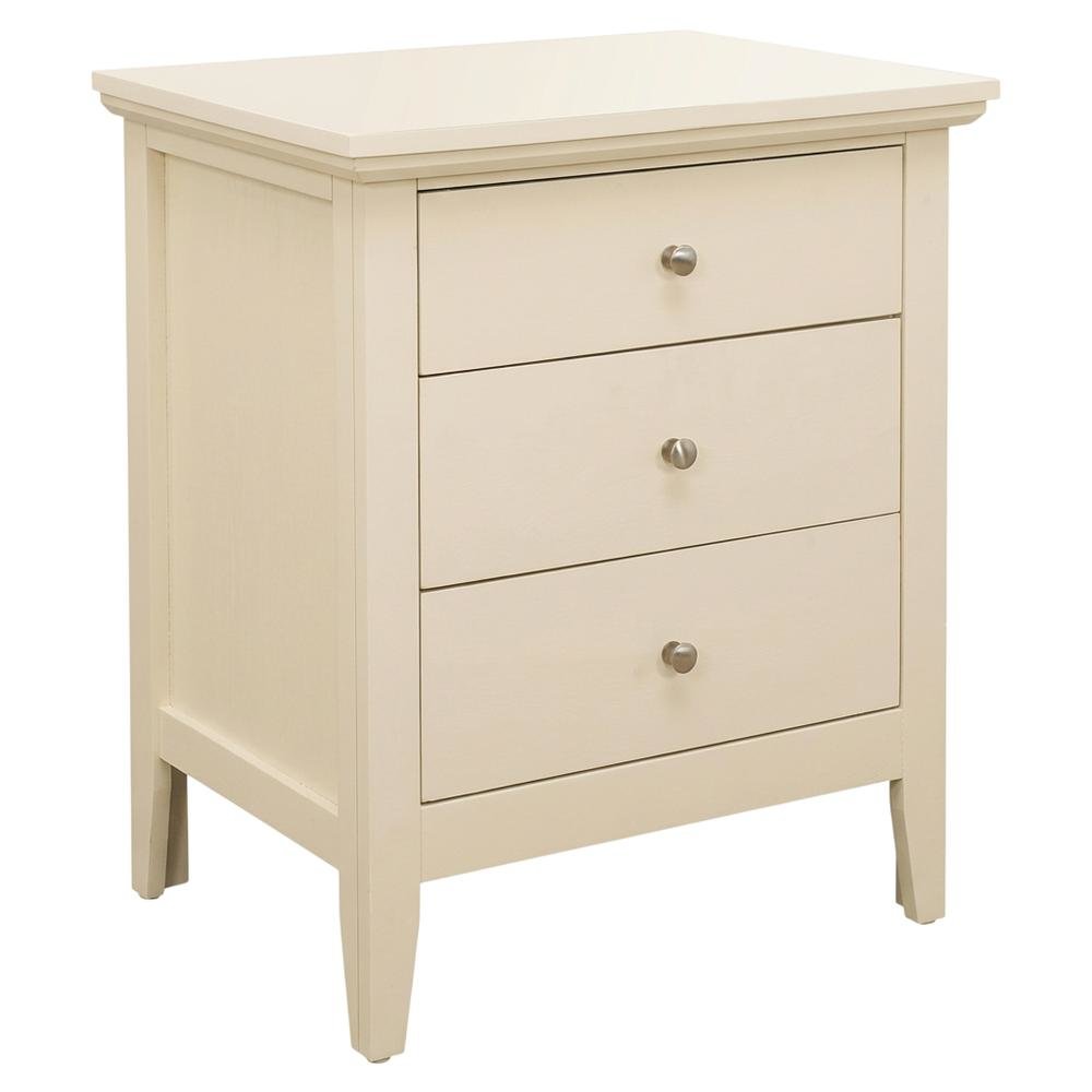Beige Bedroom Nightstand with Dovetailed Drawers and Casual Style. Picture 1
