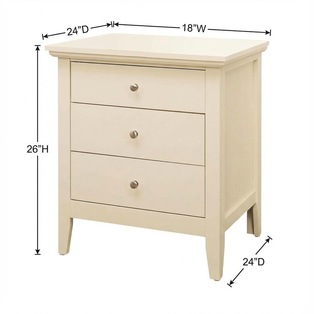 Beige Bedroom Nightstand with Dovetailed Drawers and Casual Style. Picture 6