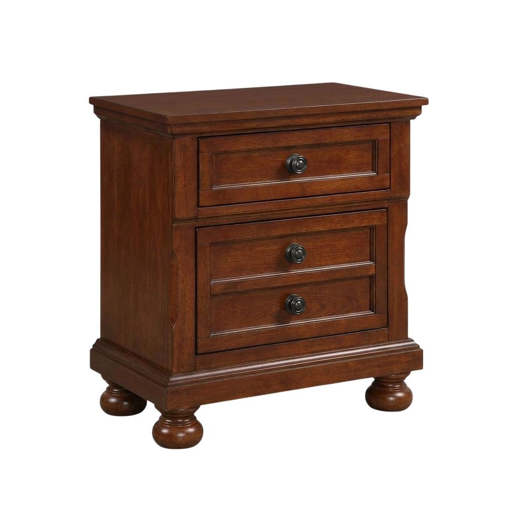 Contemporary Cherry Nightstand with Dovetailed Drawers and Metal Glides. Picture 1