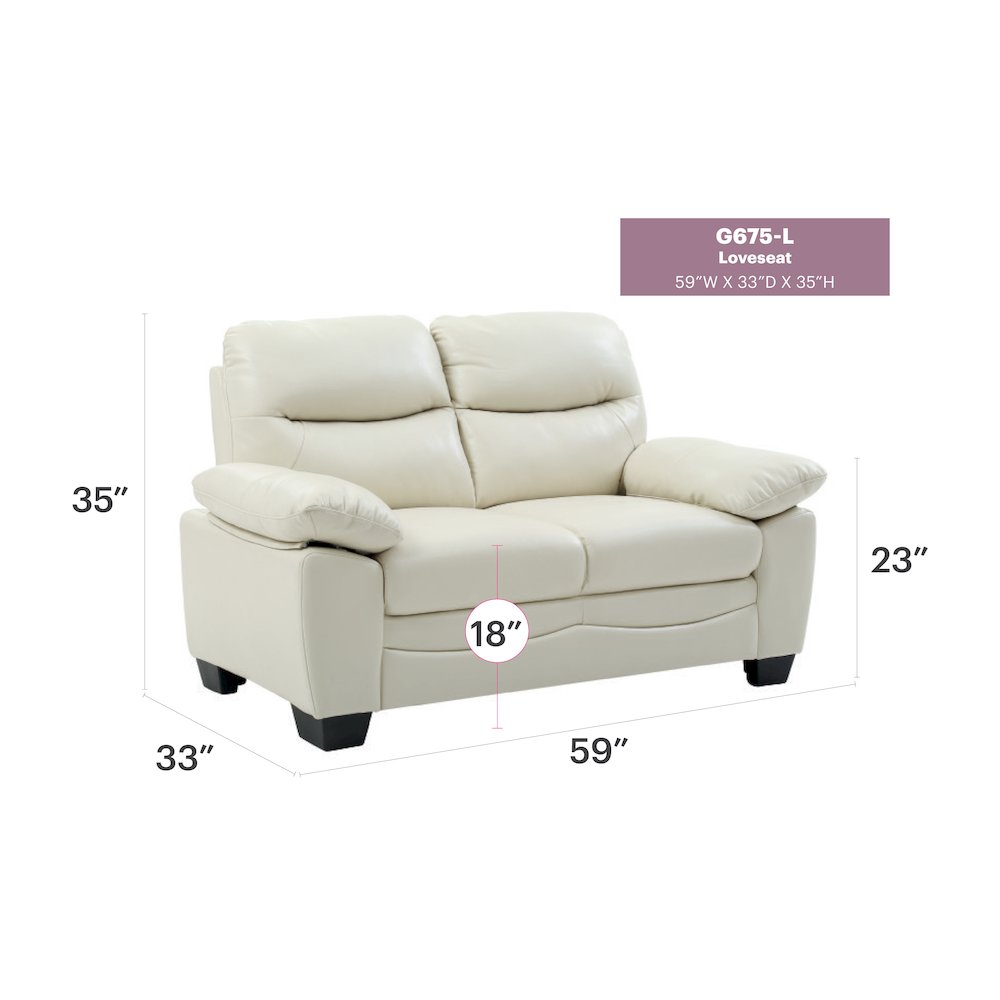 Glory Furniture Marta Loveseat in Pearl Color. Picture 7