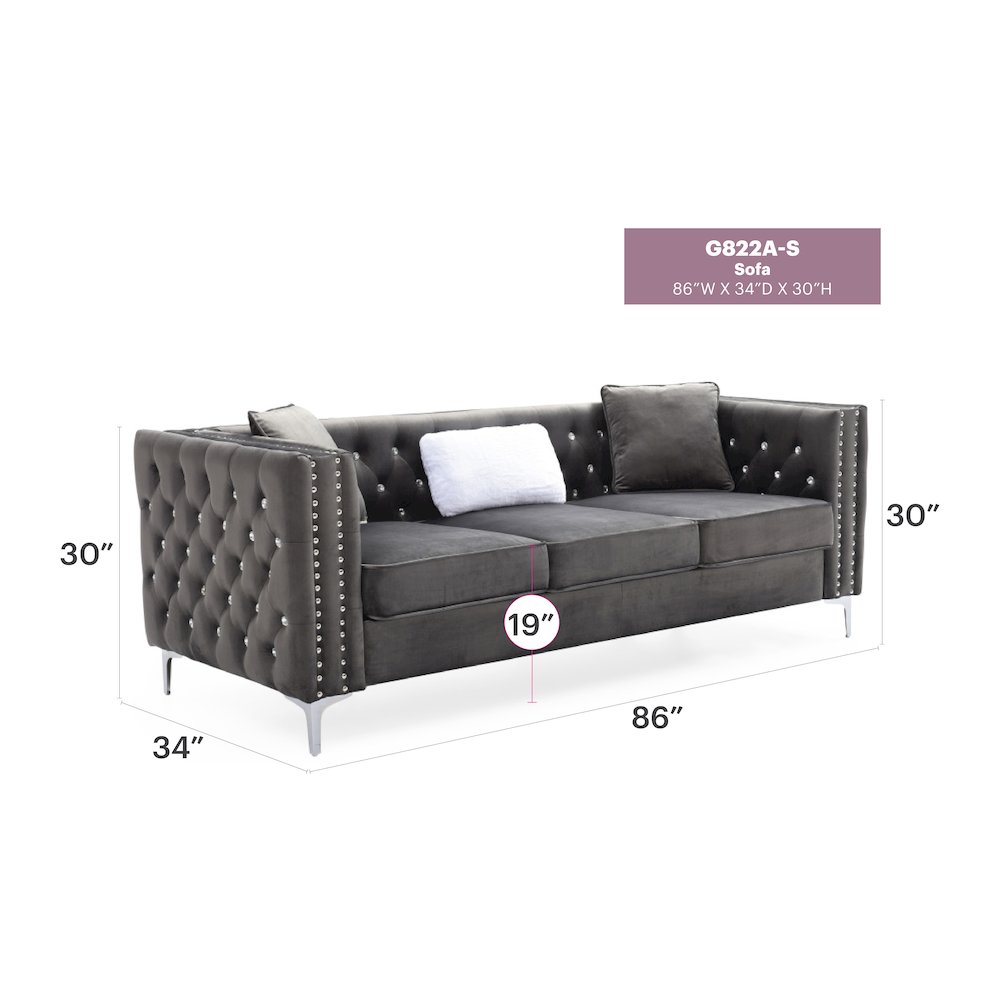Glory Furniture Paige Sofa in Gray Color. Picture 6