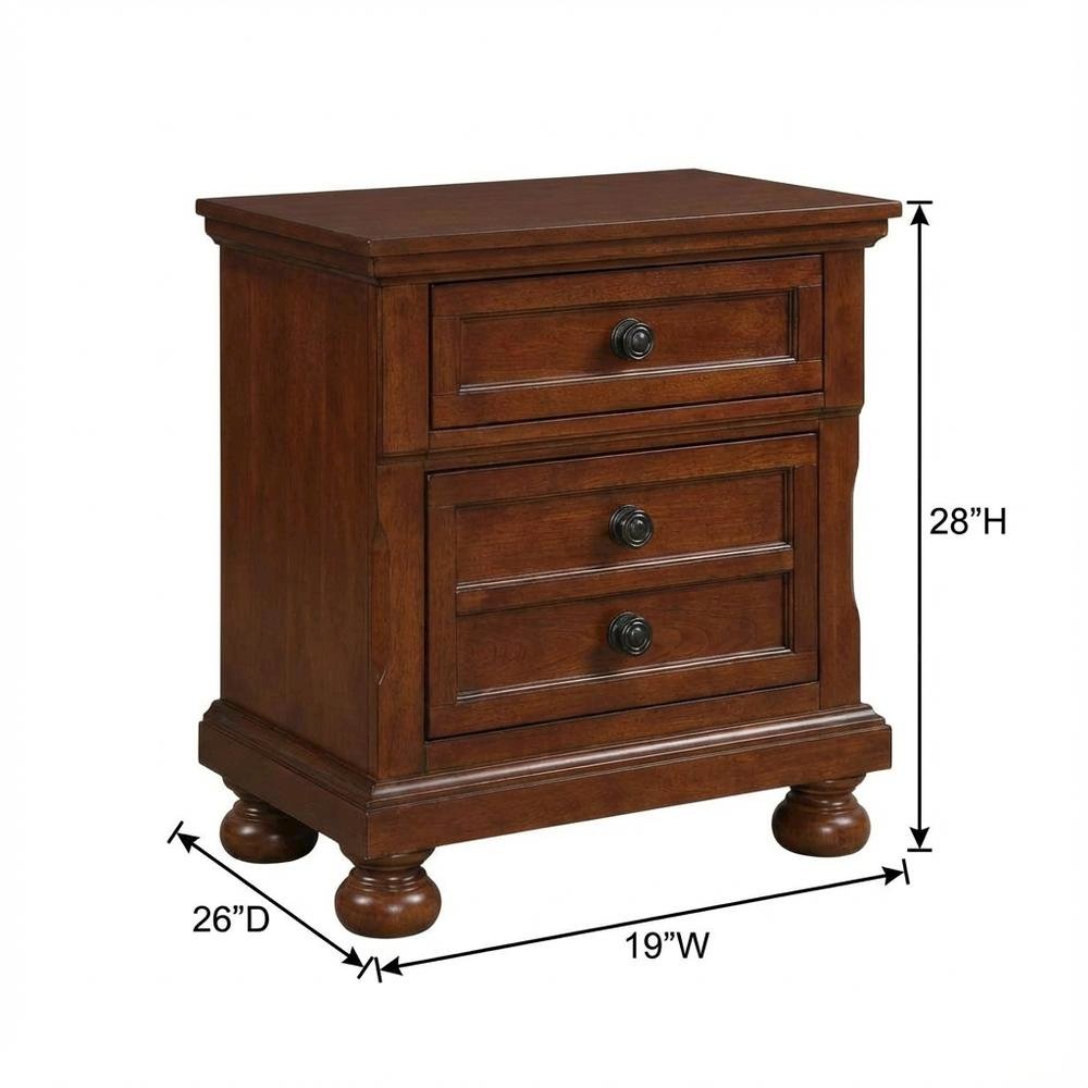 Contemporary Cherry Nightstand with Dovetailed Drawers and Metal Glides. Picture 6