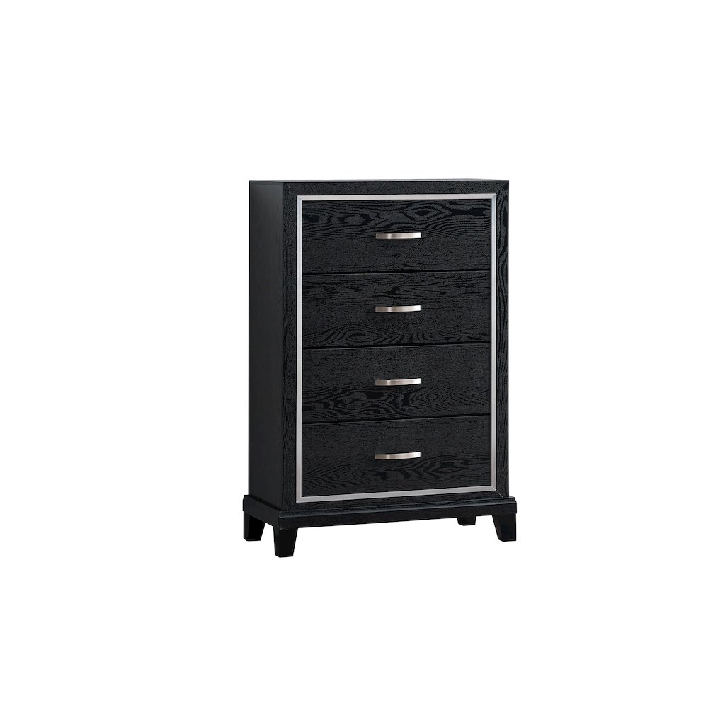 Contemporary Livingston 4 Drawer Chest, Black. Picture 6
