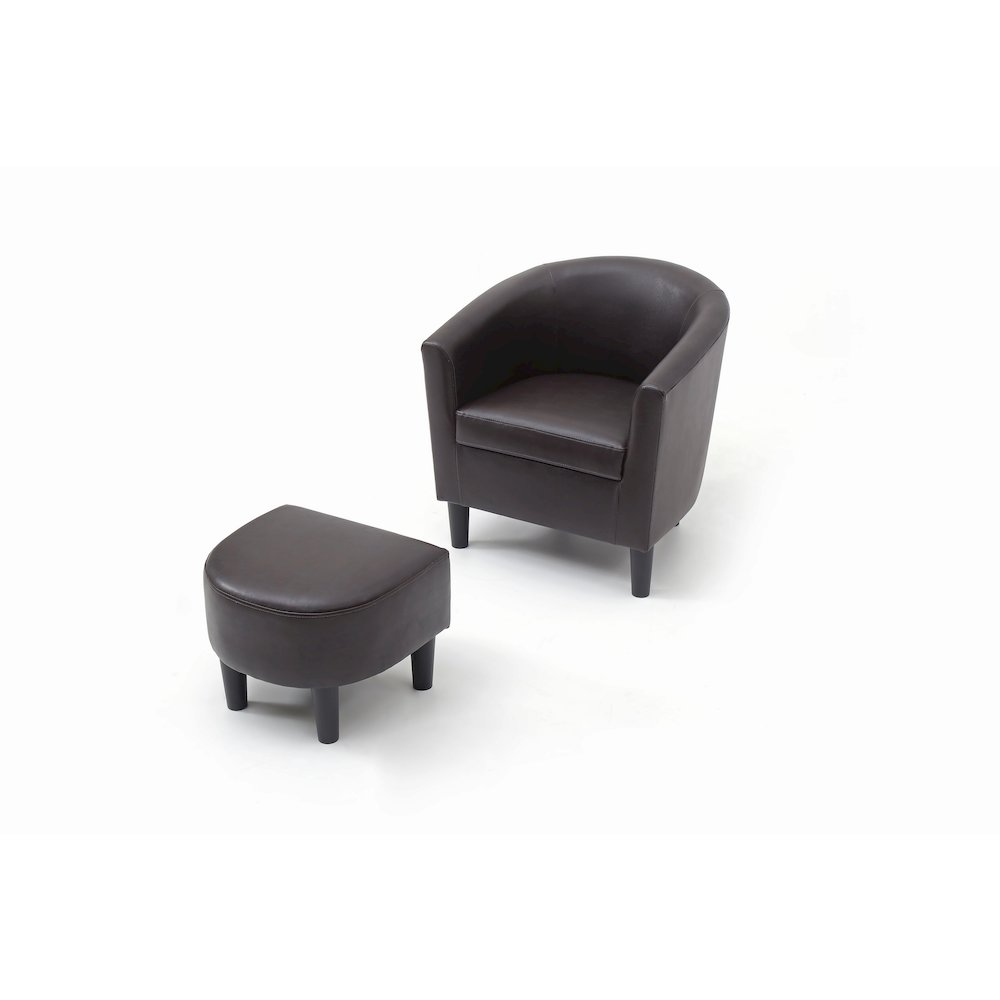 Accent Chair with Ottoman Set, Compact Lounge Chair for Bedroom, Dark Brown. Picture 4