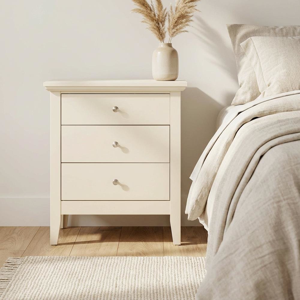 Beige Bedroom Nightstand with Dovetailed Drawers and Casual Style. Picture 3