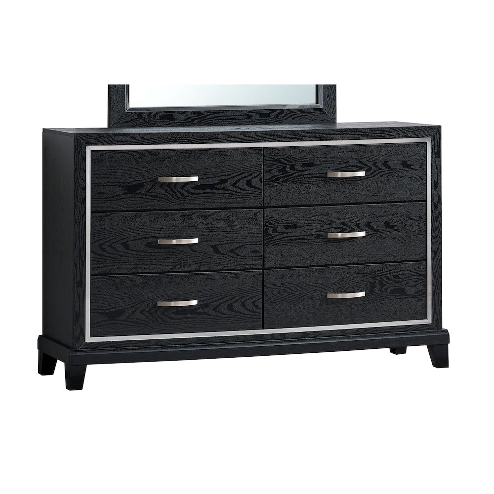 Contemporary Livingston  6 Drawer Dresser, Black. Picture 5