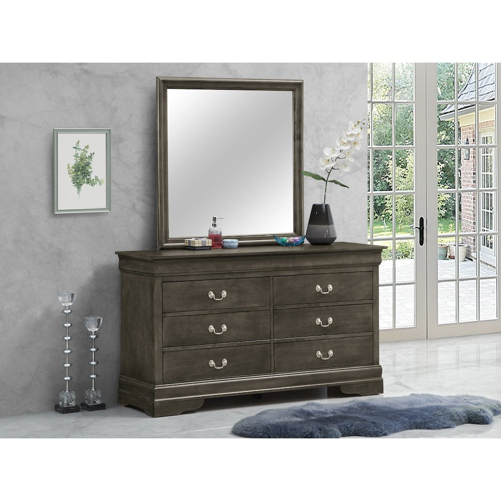 Glory Furniture Louis Phillipe Mirror in Gray Color. Picture 7