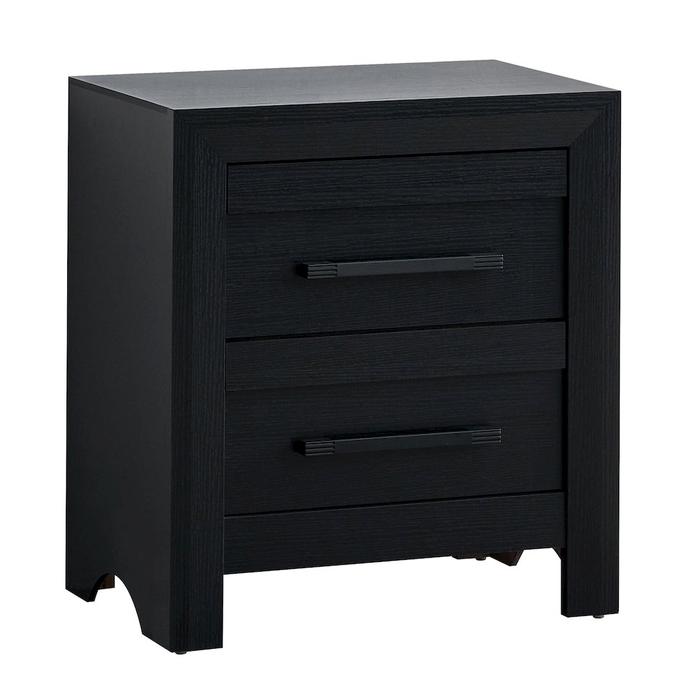 Nightstand with 2 Dovetail Drawers, Fully Assembled Bedside Table Bedroom, Black. Picture 1