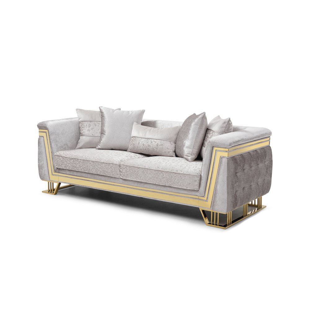 Glory Furniture Rebecca Sofa, Shiny Silver. Picture 1