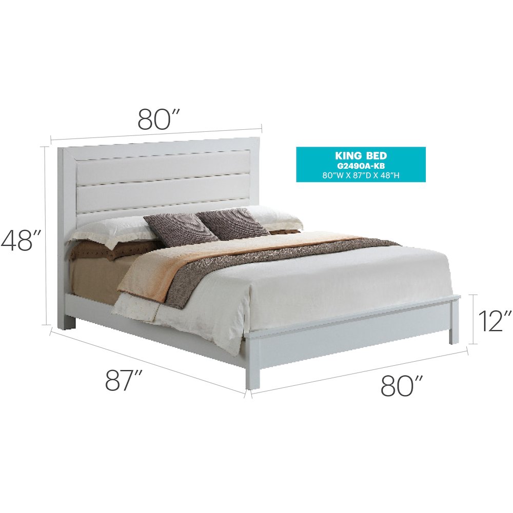 Glory Furniture Burlington King Bed in White Color. Picture 3