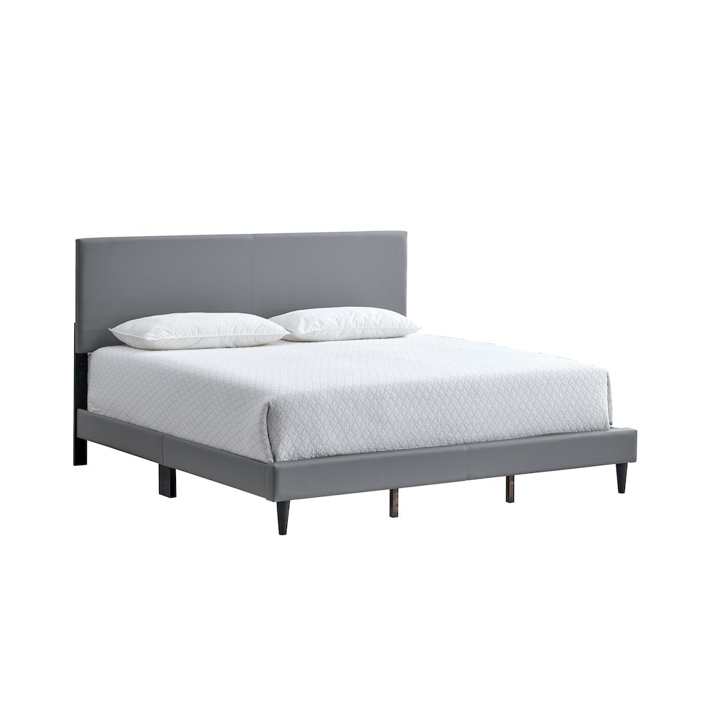 Baron King Size Platform Bed, Light Grey. Picture 1