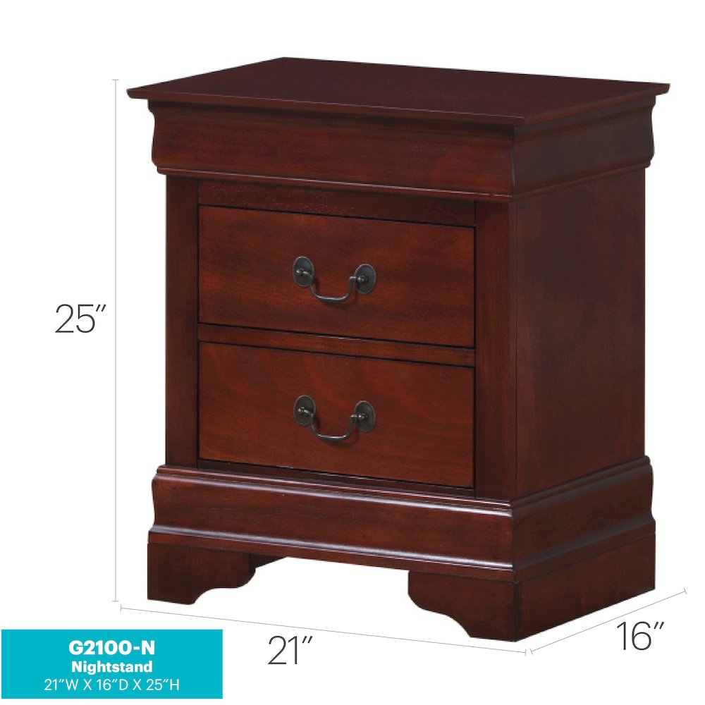 Glory Furniture LouisPhillipe Nightstand in Cherry Color. Picture 8