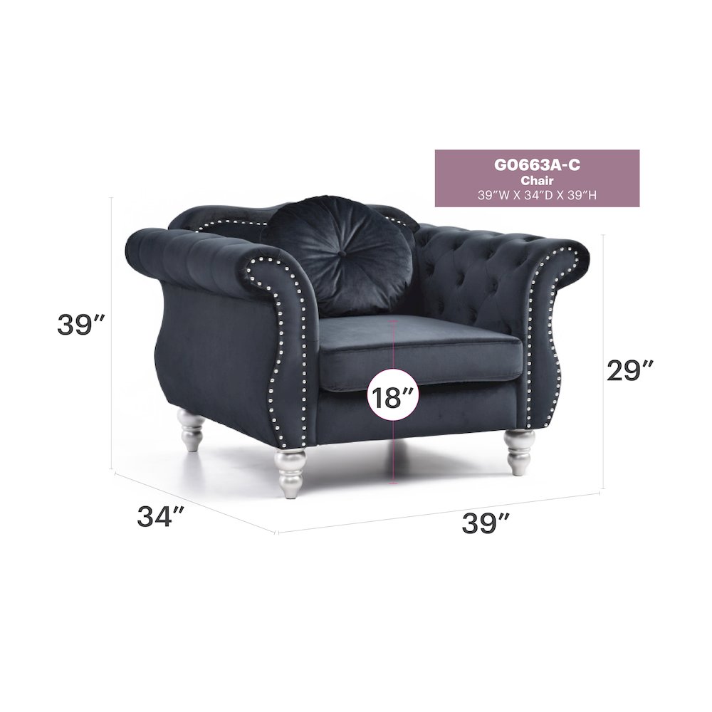 Glory Furniture Hollywood Accent Chair in Black Color. Picture 6